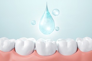 A 3D illustration of fluoride coating teeth