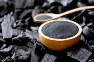 a bowl full of activated charcoal 