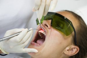 Woman undergoing gum recontouring