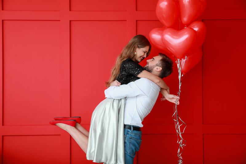 Valentine’s Day couple hugging in Peabody