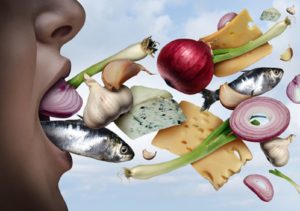 Image of foods that can cause bad breath. 